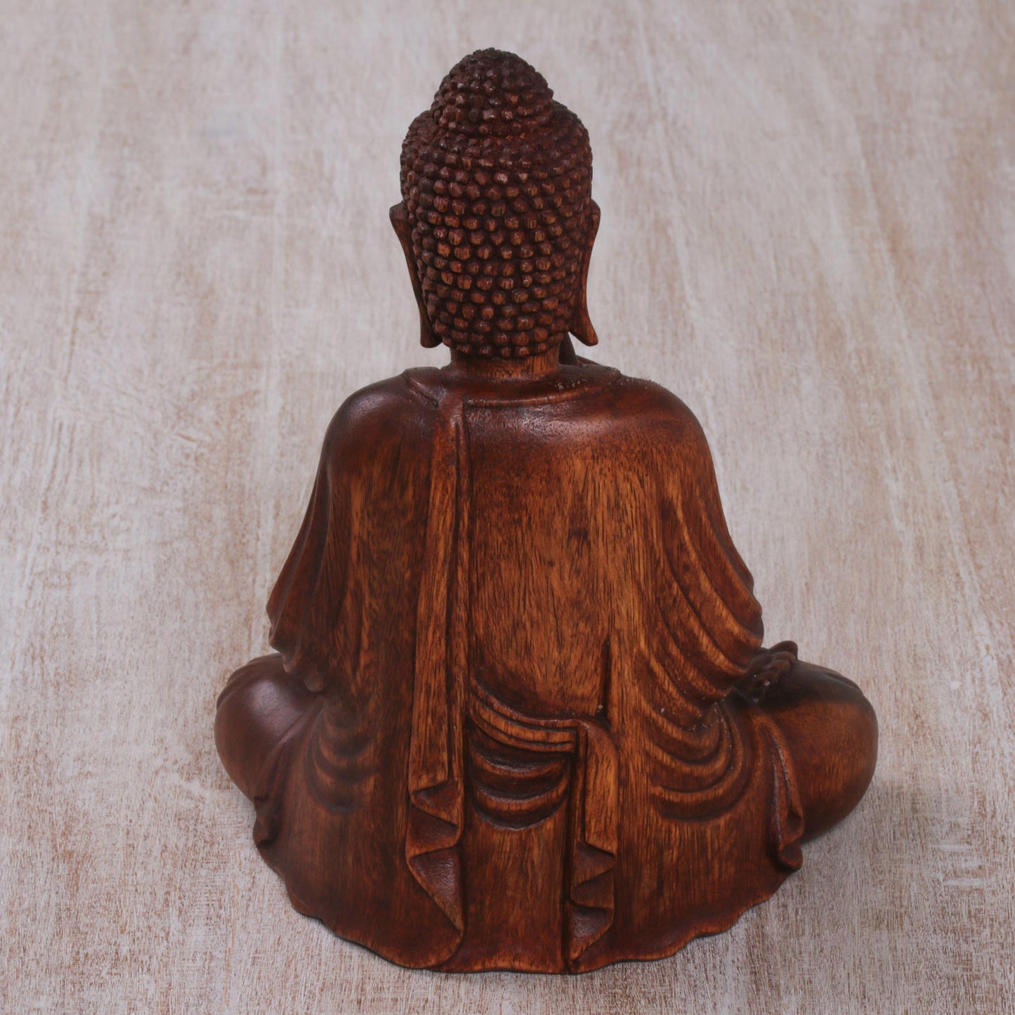 Buddha with Vitarka Mudra Handcrafted Suar Wood Buddha Sculpture from Bali