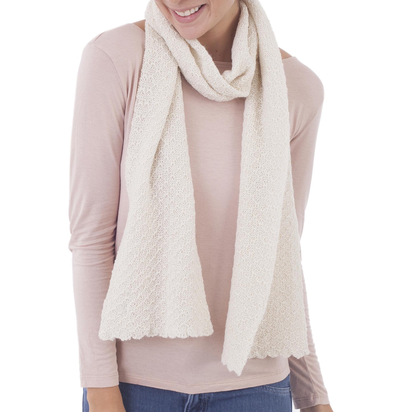 Solid Style in Eggshell Alpaca Scarf