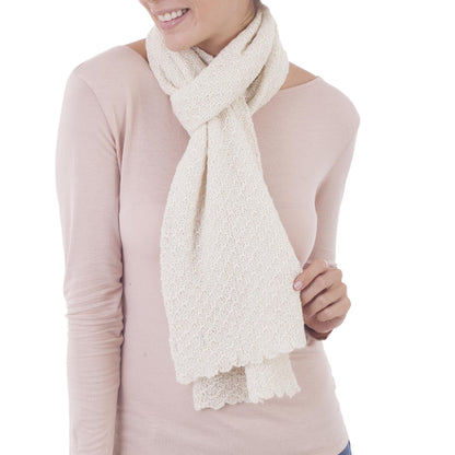 Solid Style in Eggshell Alpaca Scarf