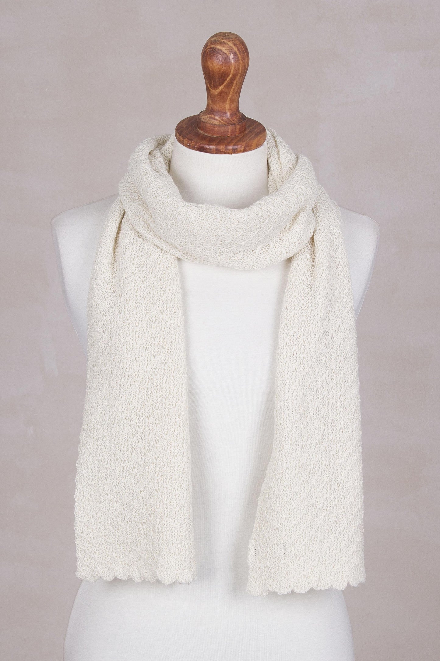 Solid Style in Eggshell Alpaca Scarf