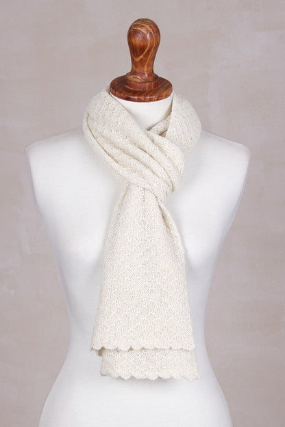 Solid Style in Eggshell Alpaca Scarf