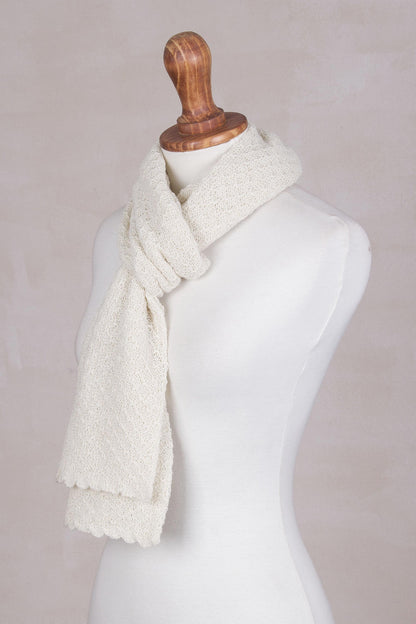 Solid Style in Eggshell Alpaca Scarf