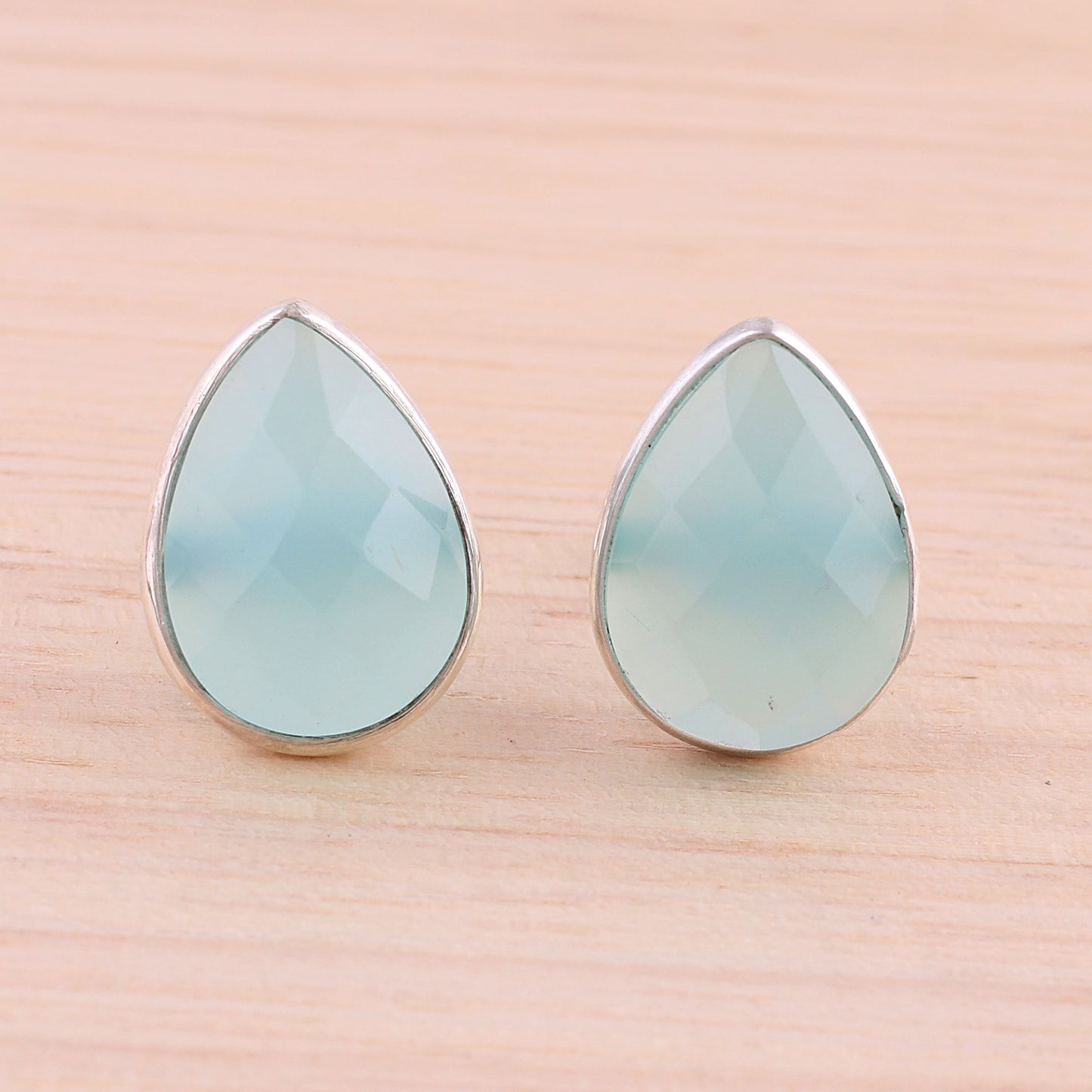 Raindrop Prisms Silver Chalcedony Earrings