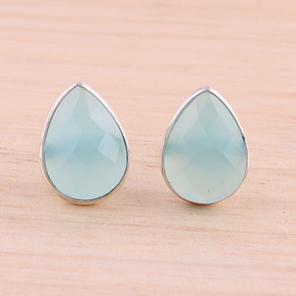 Raindrop Prisms Silver Chalcedony Earrings