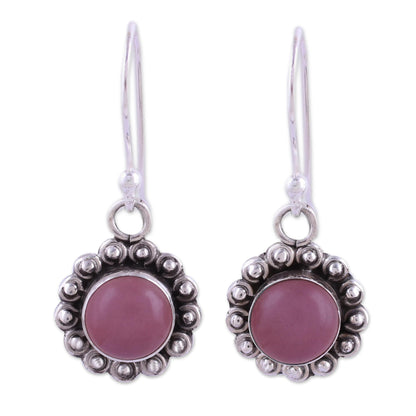 Pink Appeal Pink Chalcedony and Sterling Silver Floral Dangle Earrings