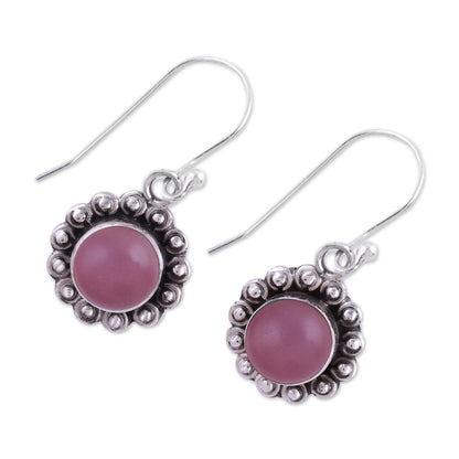 Pink Appeal Pink Chalcedony and Sterling Silver Floral Dangle Earrings