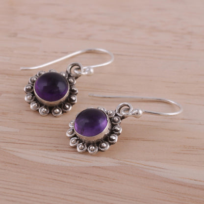 Purple Appeal Indian Amethyst and Sterling Silver Floral Dangle Earrings