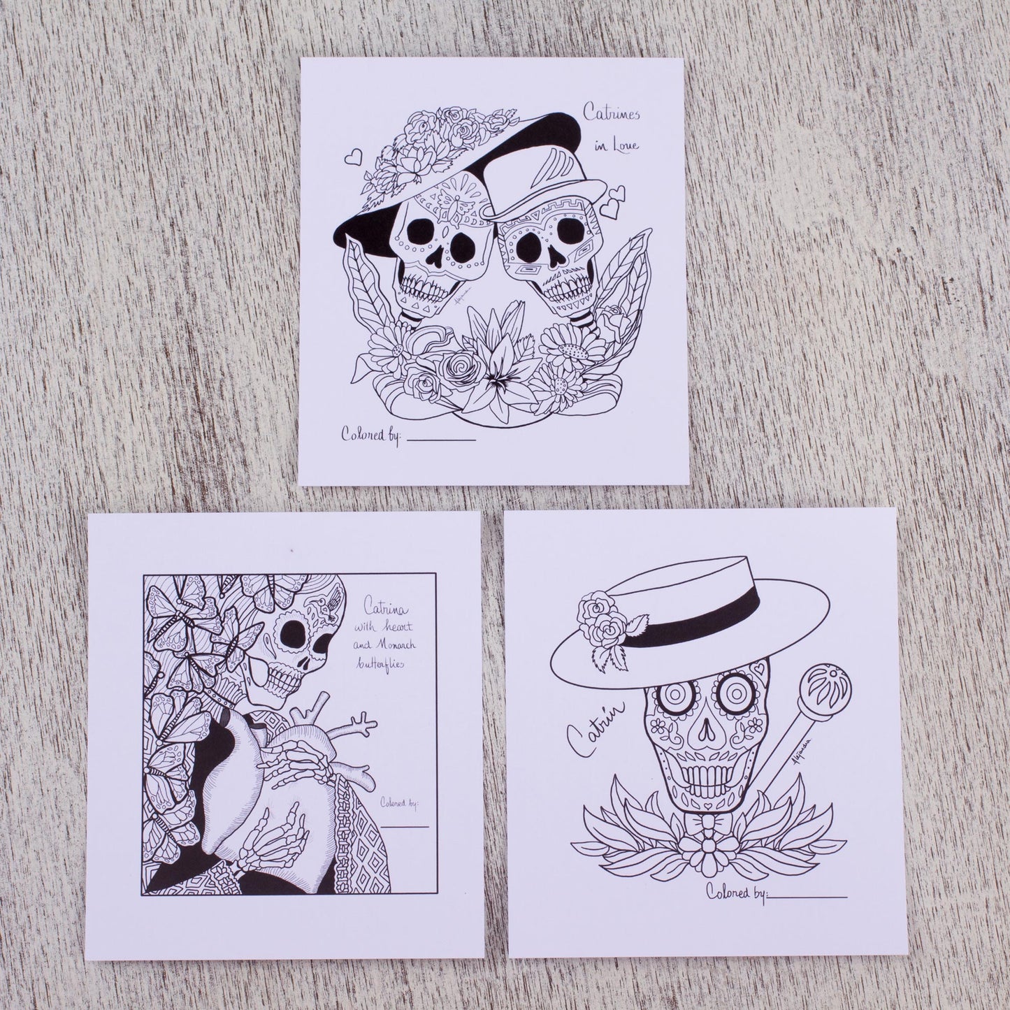 Catrinas of Mexico Day of the Dead Adult Coloring Cards from Mexico (Set of 10)