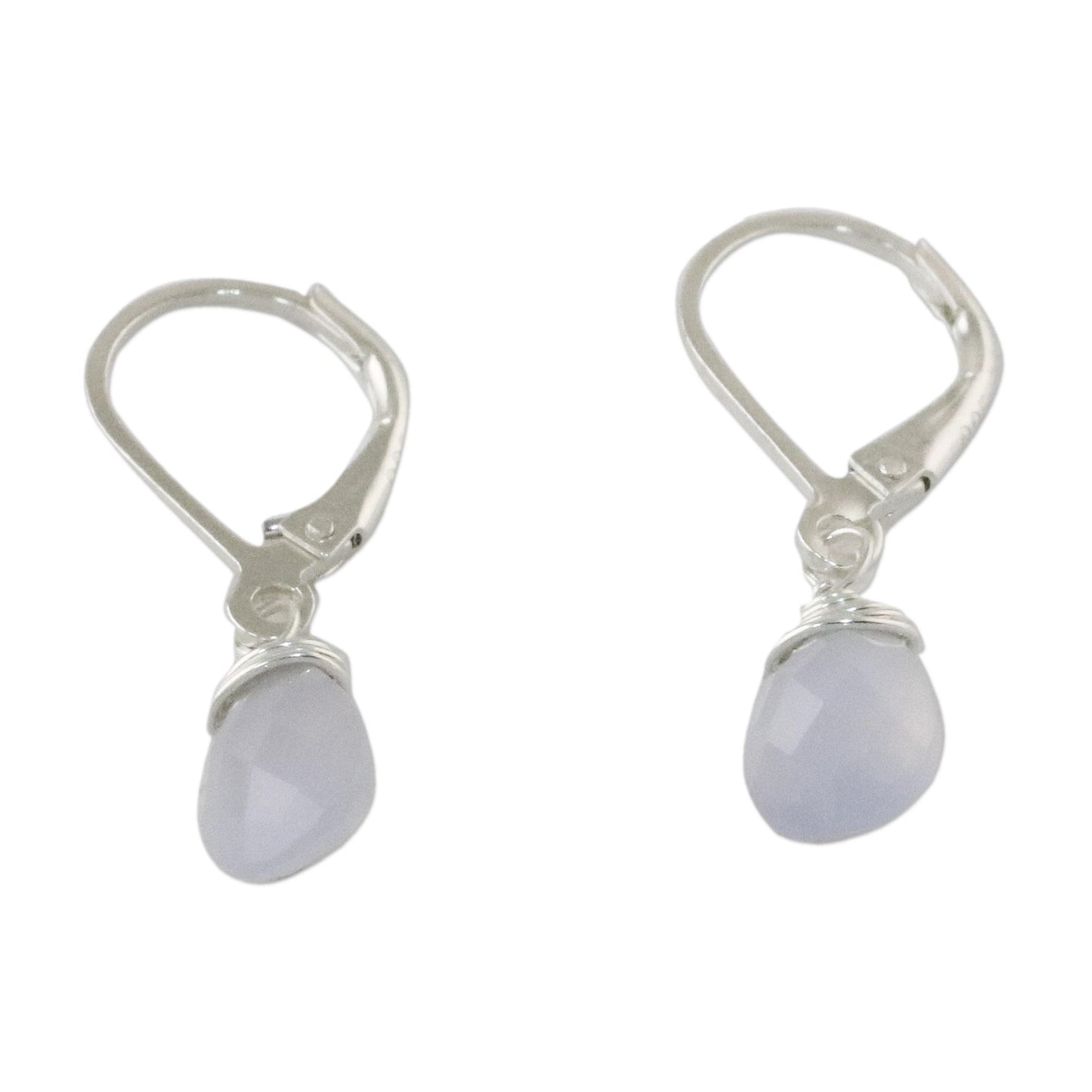 Glamorous Woman Blue Chalcedony and Silver Dangle Earrings from Thailand