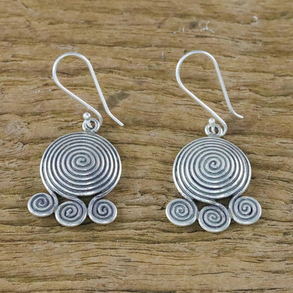 Curling Cascade Spiral Shaped Silver 950 Dangle Earrings