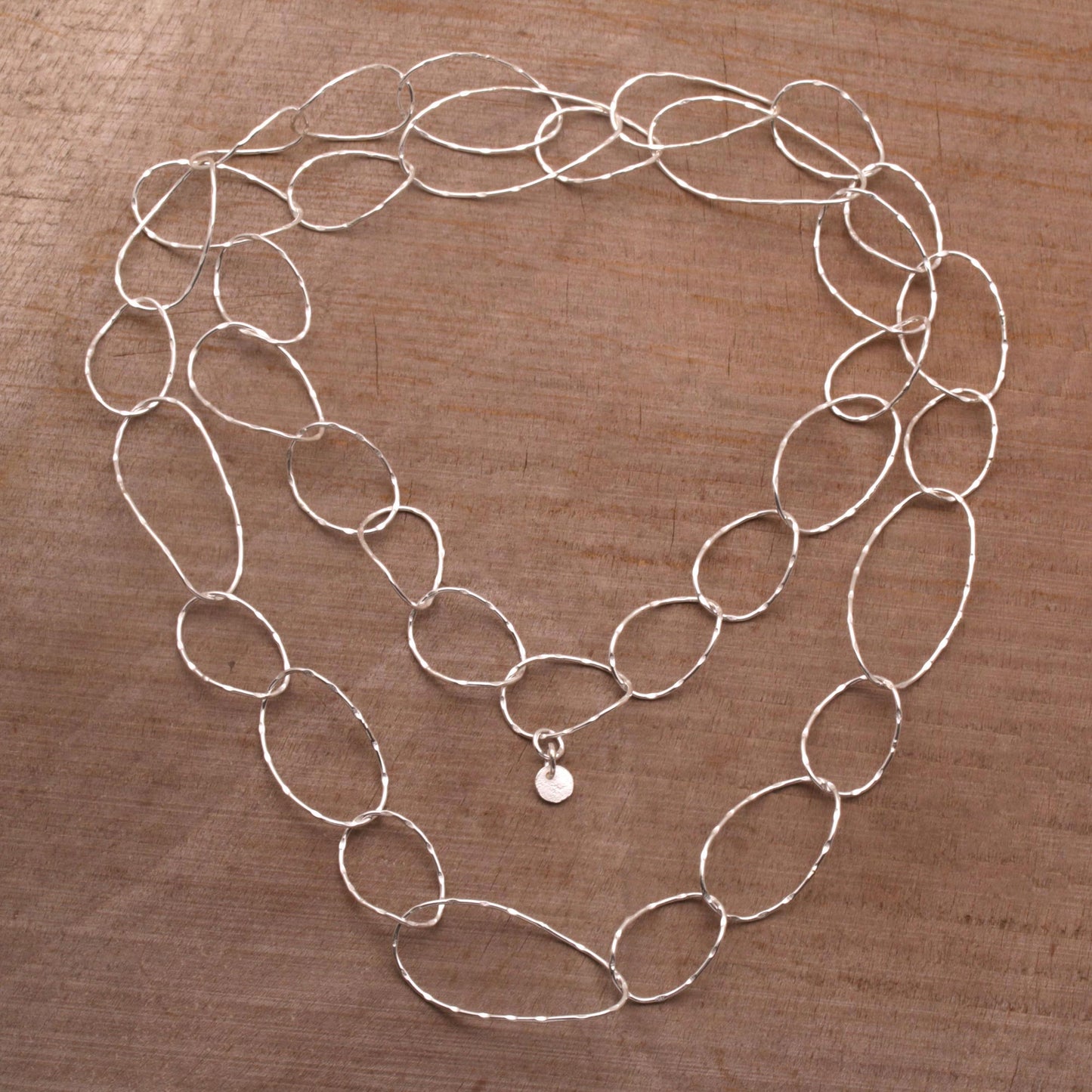 Twisting Links Sterling Silver Chain Link Necklace from Bali