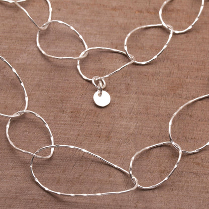 Twisting Links Sterling Silver Chain Link Necklace from Bali