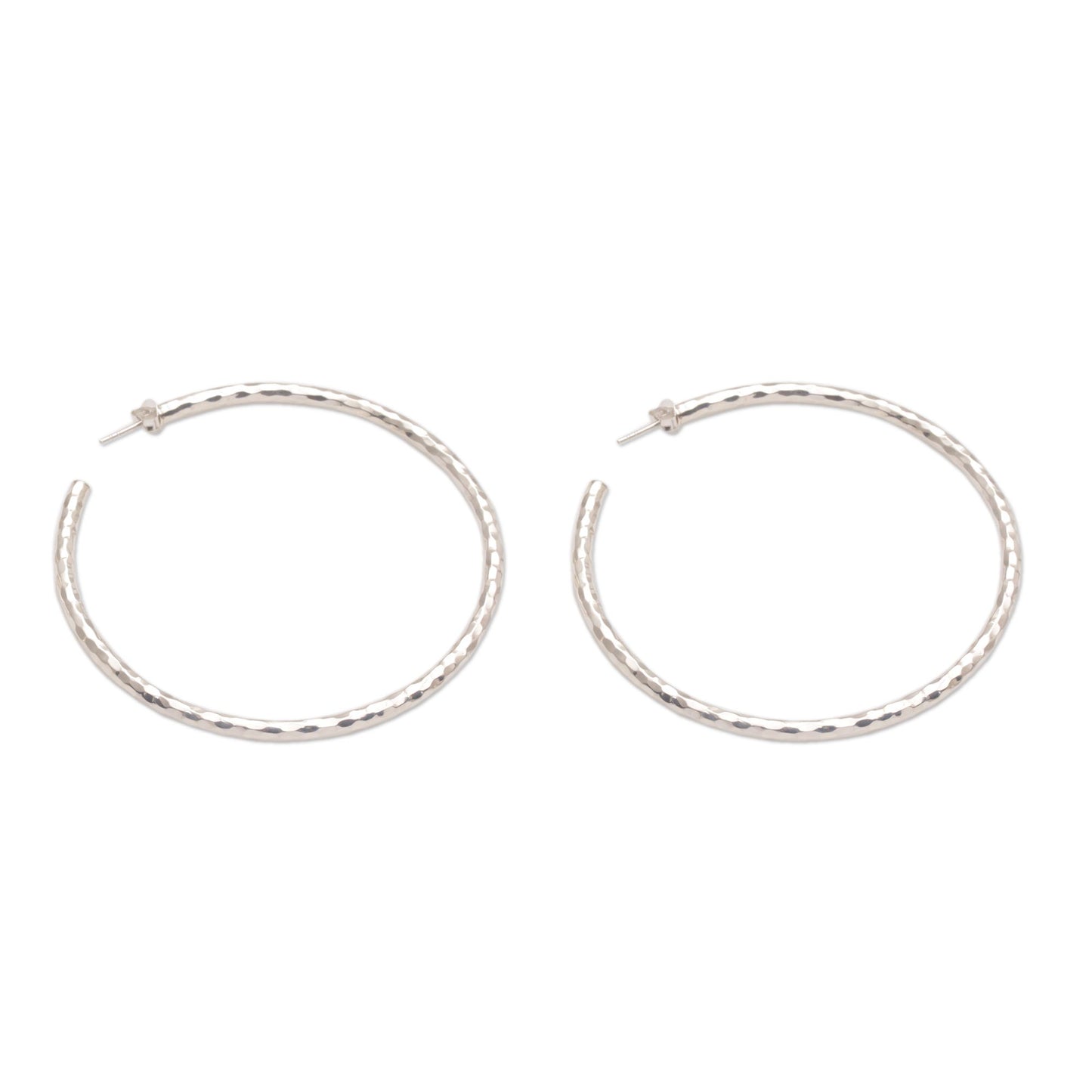 Glimmering Memories Sterling Silver Hammered Motif Half-Hoop Earrings from Bali