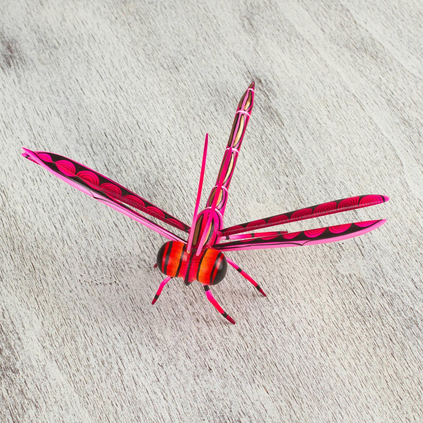 Sweet Freedom in Pink Handcrafted Pink Copal Wood Dragonfly Sculpture from Mexico