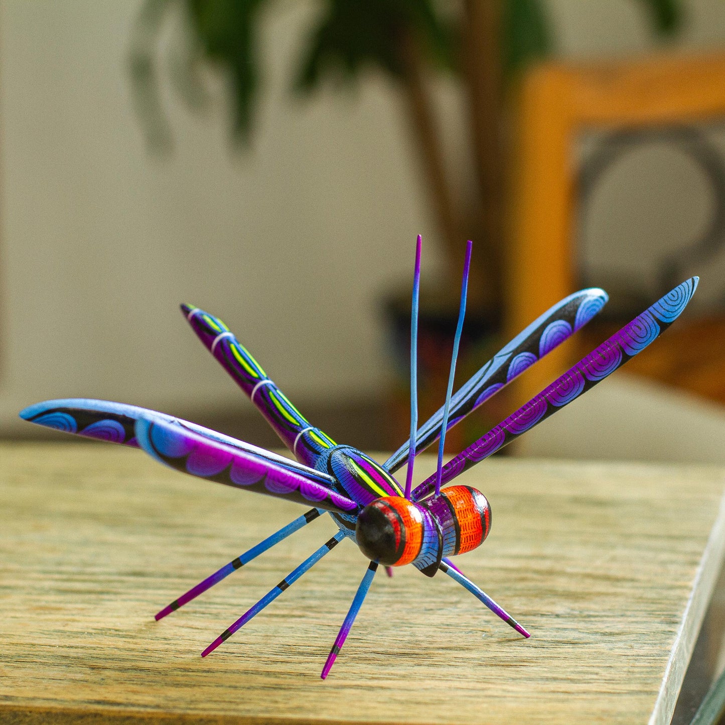 Sweet Freedom in Blue Handcrafted Blue Copal Wood Dragonfly Sculpture from Mexico