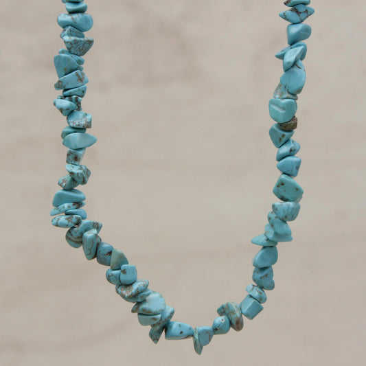 Turquoise Infatuation Artisan Crafted Reconstituted Turquoise Beaded Necklace