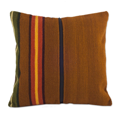 Andean Illusion Handwoven Striped Wool Cushion Cover from Peru