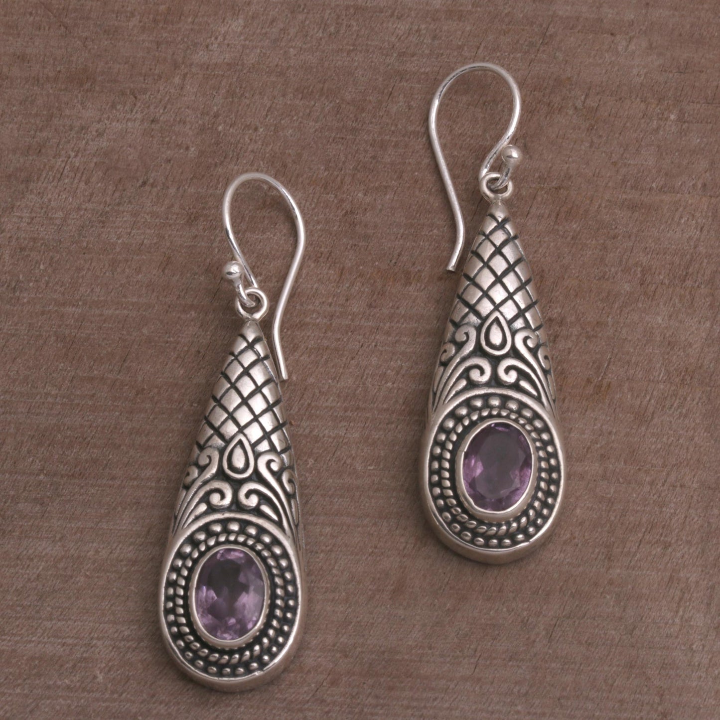 Sparkling Delight Handcrafted Amethyst and Sterling Silver Dangle Earrings