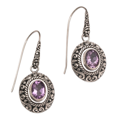 Bright Wonder Amethyst and Sterling Silver Dangle Earrings from Indonesia