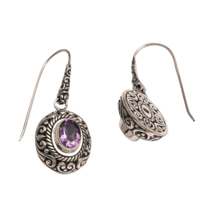 Bright Wonder Amethyst and Sterling Silver Dangle Earrings from Indonesia