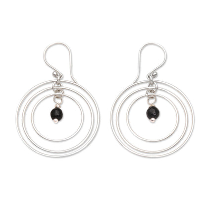 Atoms Onyx and Sterling Silver Dangle Earrings from Bali