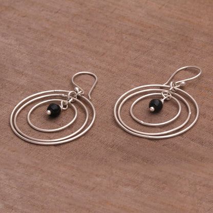 Atoms Onyx and Sterling Silver Dangle Earrings from Bali