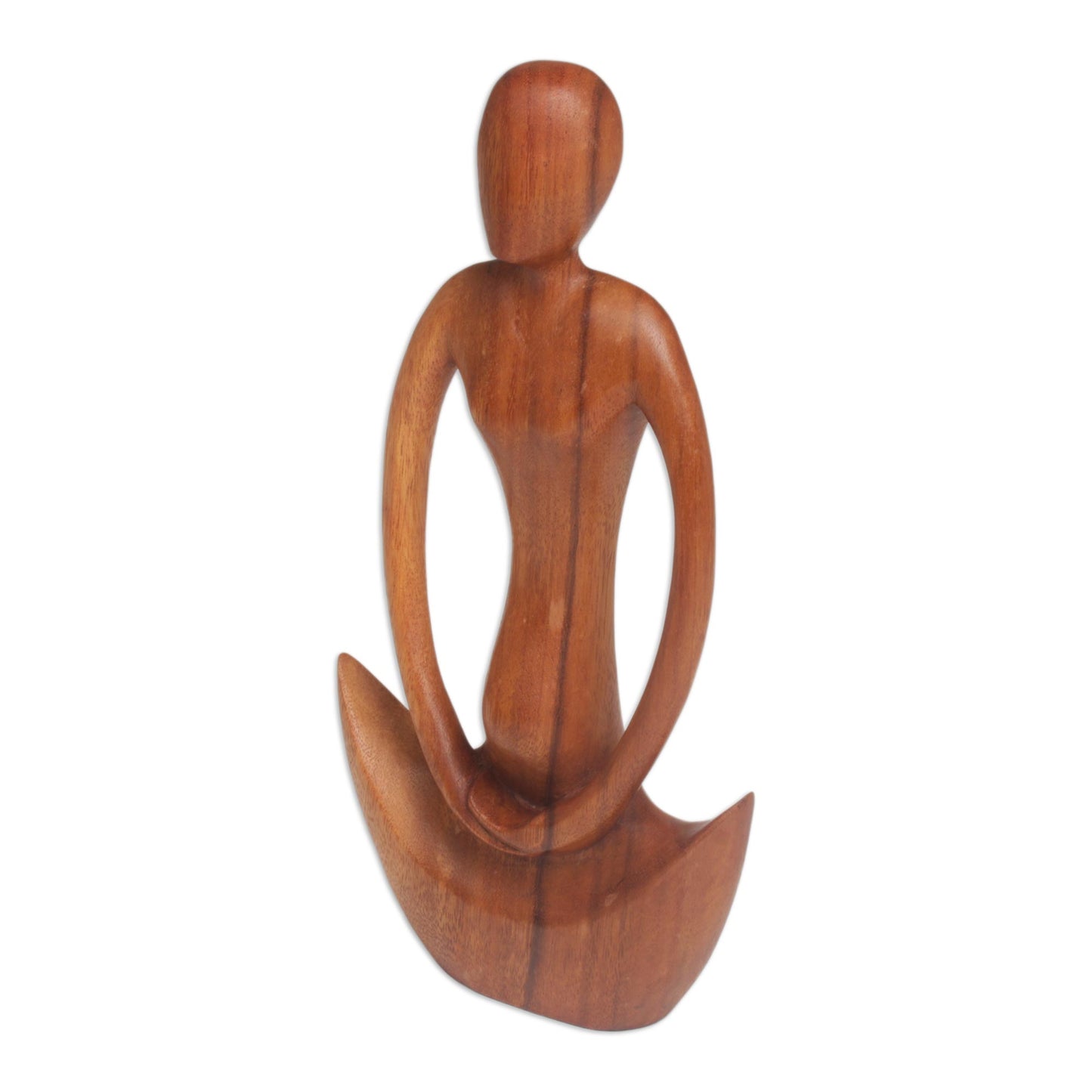 Maternal Meditation Handcrafted Suar Wood Meditation Sculpture from Bali