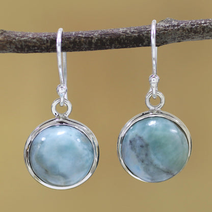 Neptune Sterling Silver and Larimar Dangle Earrings from India