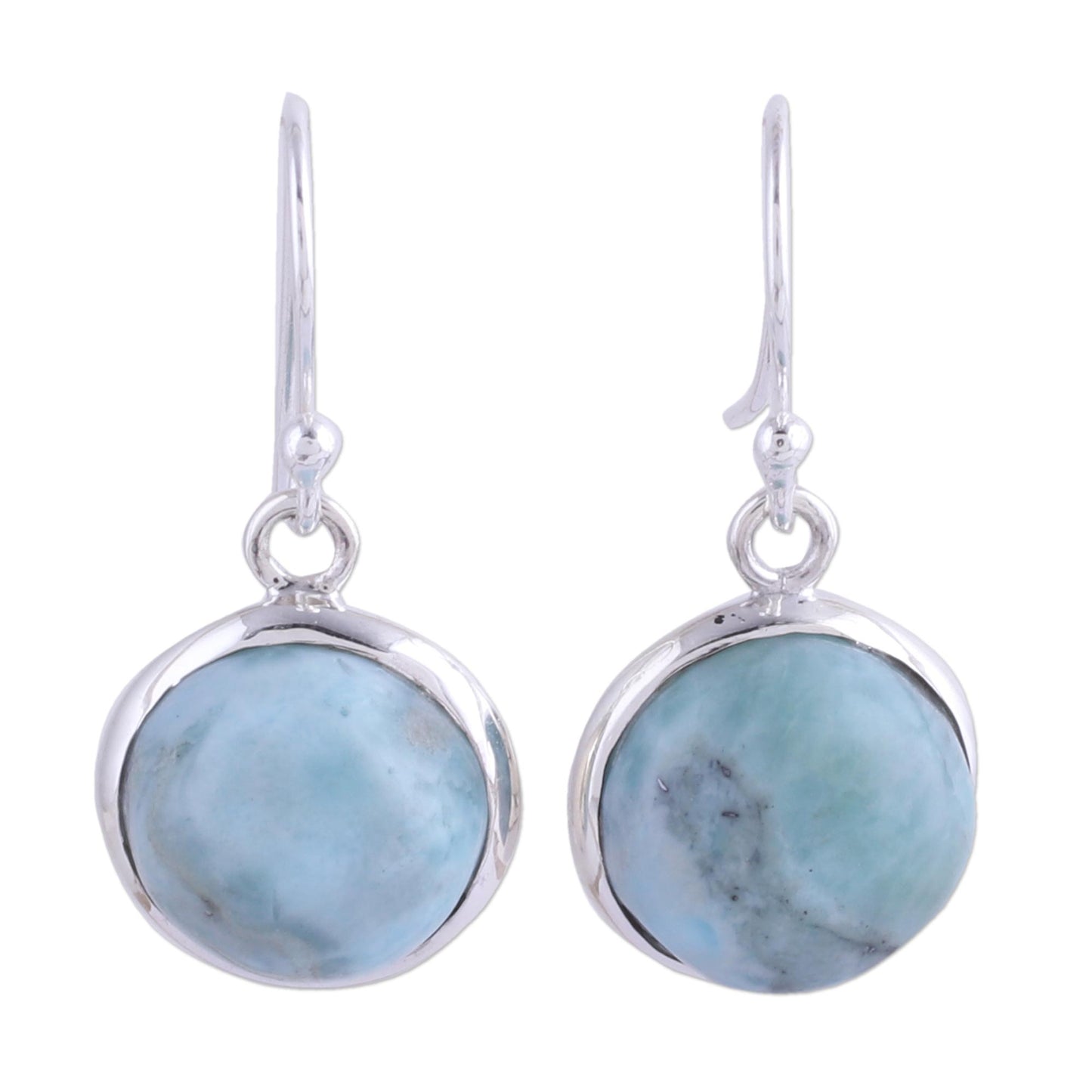 Neptune Sterling Silver and Larimar Dangle Earrings from India