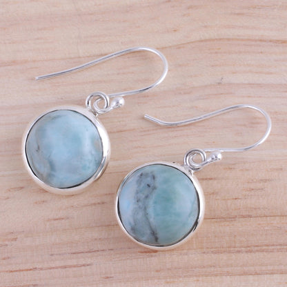 Neptune Sterling Silver and Larimar Dangle Earrings from India