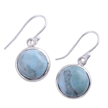 Neptune Sterling Silver and Larimar Dangle Earrings from India