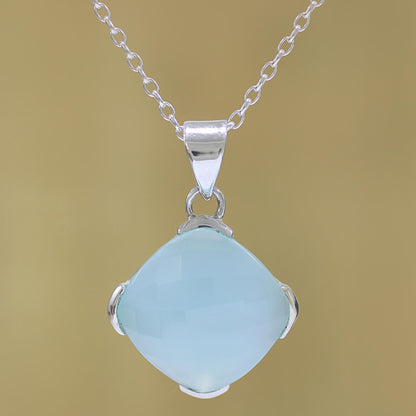 Soaring Chalcedony and Sterling Silver Pendant Necklace from India