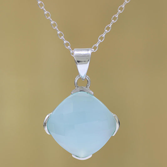 Soaring Chalcedony and Sterling Silver Pendant Necklace from India