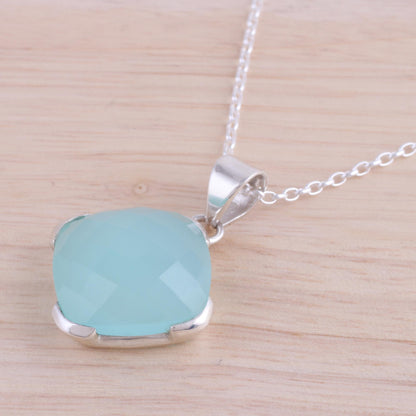 Soaring Chalcedony and Sterling Silver Pendant Necklace from India