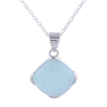 Soaring Chalcedony and Sterling Silver Pendant Necklace from India