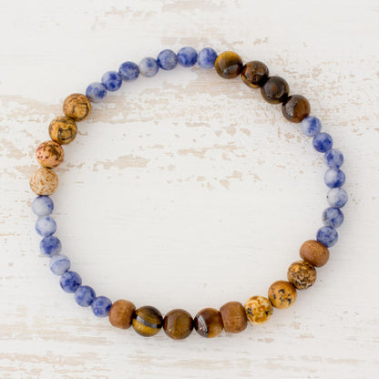 Sky and Earth Tiger's Eye Sodalite and Jasper Bracelet from Guatemala