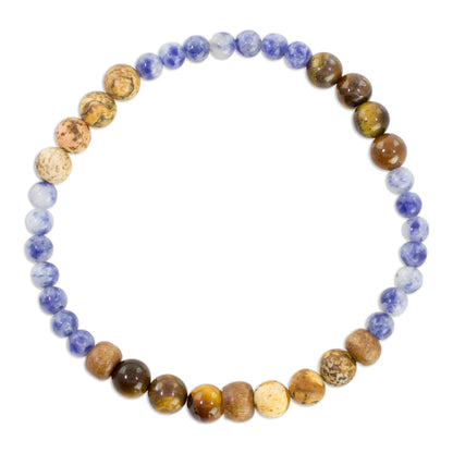 Sky and Earth Tiger's Eye Sodalite and Jasper Bracelet from Guatemala