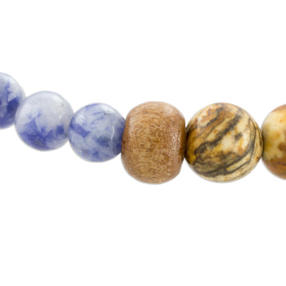 Sky and Earth Tiger's Eye Sodalite and Jasper Bracelet from Guatemala