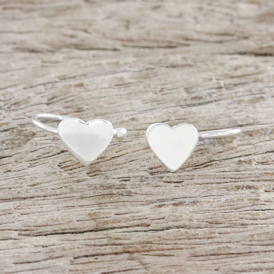 Petite Hearts Handcrafted Sterling Silver Heart Ear Cuffs from Thailand