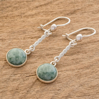 Drops of Hope Sterling Silver Green Jade Dangle Earrings from Guatemala