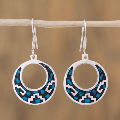 Windows of History Geometric Turquoise Dangle Earrings from Mexico