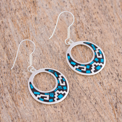 Windows of History Geometric Turquoise Dangle Earrings from Mexico