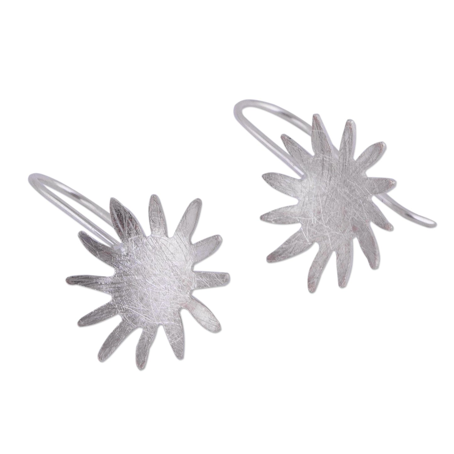 Sun Splash Sun-Shaped Sterling Silver Drop Earrings from Peru