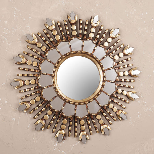 Cuzco Radiance Round Sun-Like Wall Mirror Hand Crafted in Peru