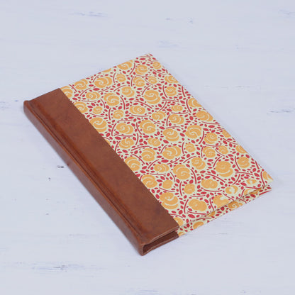 Sunny Blossoms Handcrafted Floral Leather-Accented Journal from India