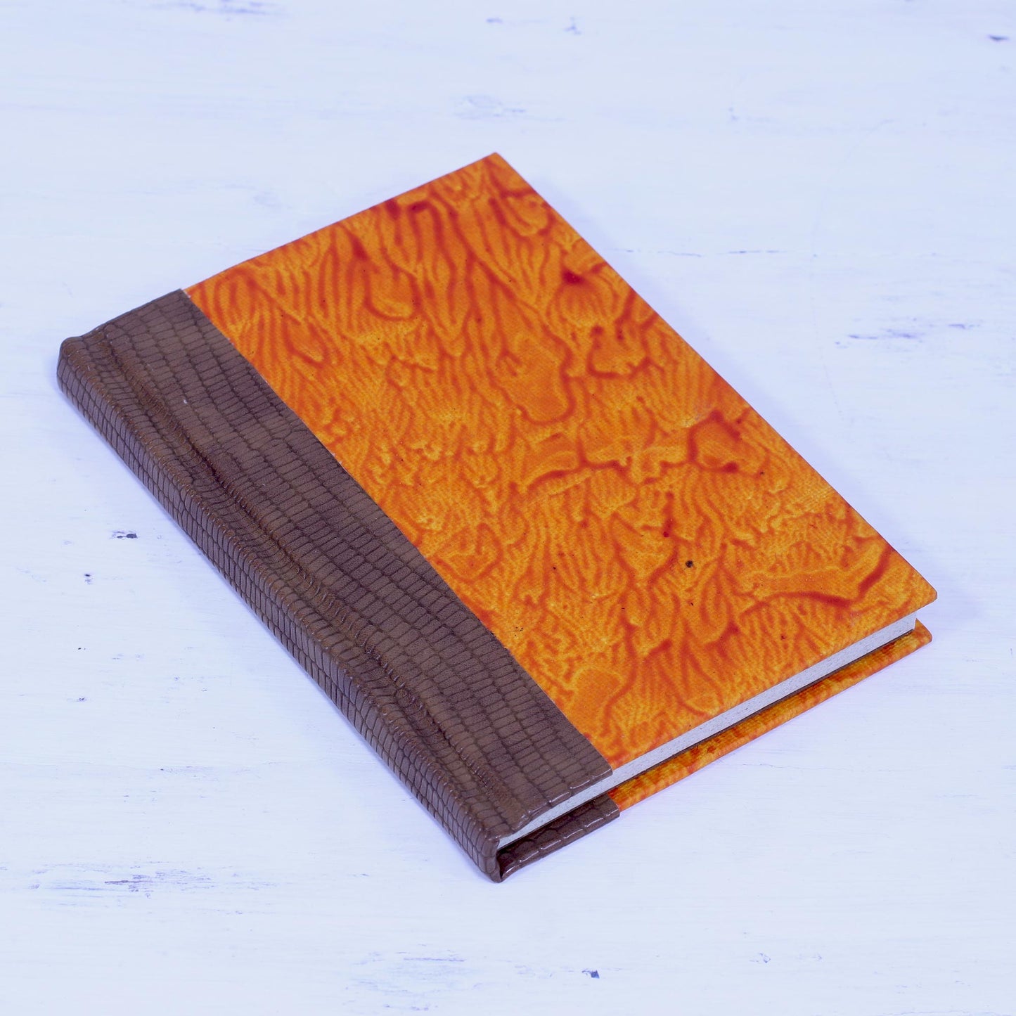 Passionate Fire Leather Journal in Brown and Burnt Orange from India