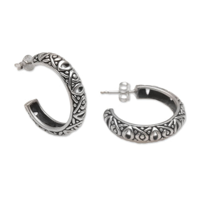 Bali Weave Sterling Silver Half-Hoop Earrings from Bali