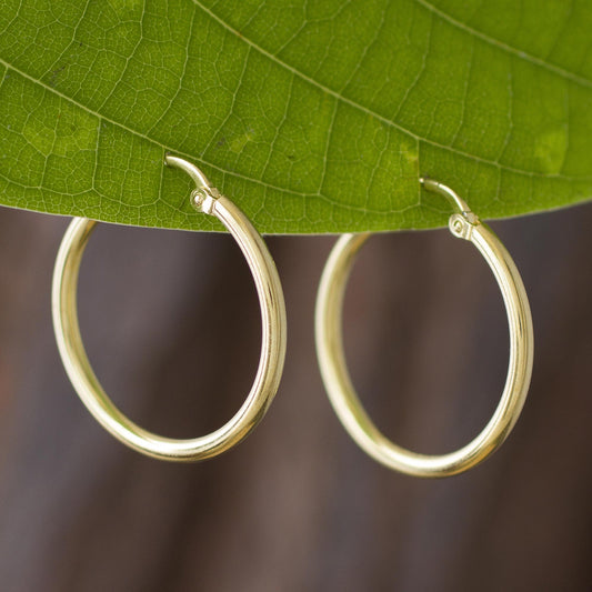 Eternal Gleam 18k Gold Plated Sterling Silver Hoop Earrings from Peru