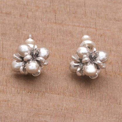 Jasmine Shine Sterling Silver Jasmine Flowers Stud Earrings from Bali