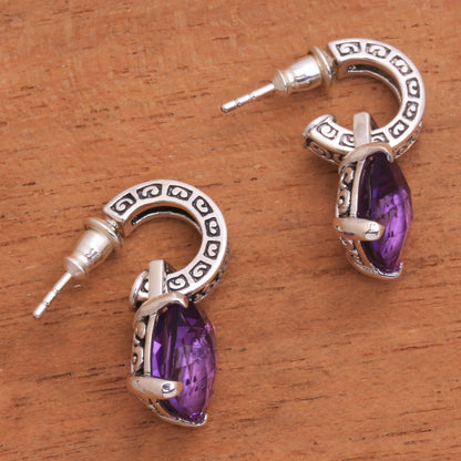 Buddha Hoops Amethyst Dangle Earrings